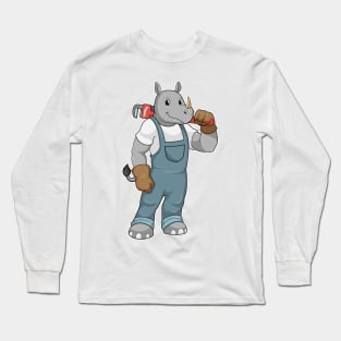 Rhino as Handyman with Water pump pliers Long Sleeve T-Shirt